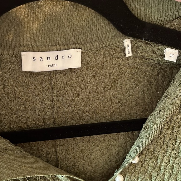 Sandro Green Knit Dress with Pearl Buttons Size S - Picture 2 of 4